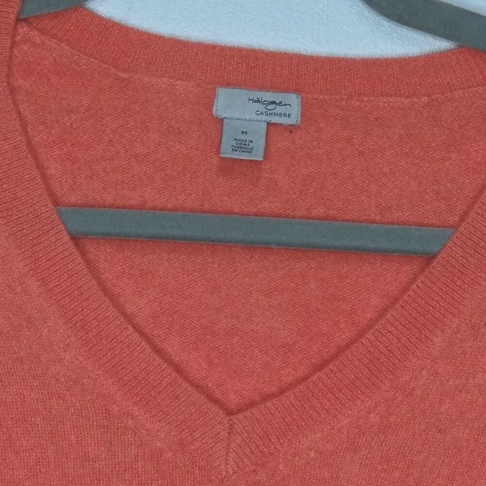Halogen Sweater women's Medium 100% Cashmere Red (Orangy) long sleeve fitted